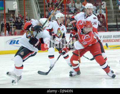 Mar 16, 2008 - Raleigh, North Carolina, USA - The Ottawa Senators MARTIN LAPOINTE against the Carolina Hurricanes RYAN BAYDA at the RBC Center. Carolina won the hockey game with a final score of 5-1. (Credit Image: Stock Photo