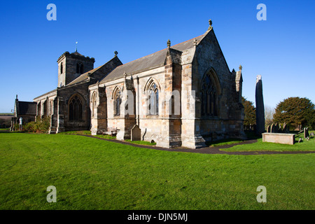 Church of All Saints and Monolith Rudston East Riding of Yorkshire England Stock Photo