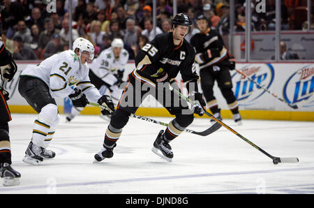 Apr 12, 2008 - Anaheim, California, USA - Dallas Stars left wing LOUI ERIKSSON, left, of Sweden, chases Anaheim Ducks defenseman CHRIS PRONGER in the first period of Game 2 of the NHL Western Conference Quarterfinals in Anaheim , California, USA 12 April 2008. (Credit Image: © Mark Avery/ZUMA Press) Stock Photo