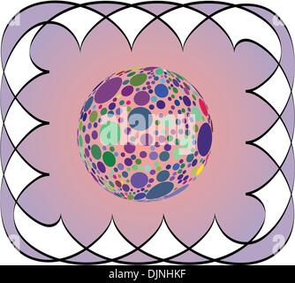 disco ball in black line frame Stock Vector