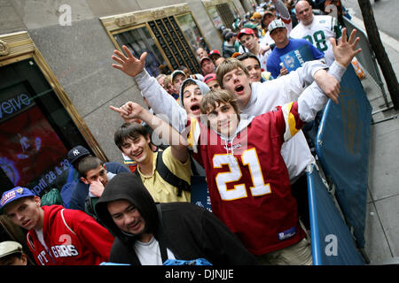 Apr 26, 2008 - New York, New York, USA - Long lines of fans on West 50th. St. in Manhattan entering Radio Music Hall for the NFL draft. (Credit Image: © Mariela Lombard/ZUMA Press) RESTRICTIONS: * New York City Newspapers Rights OUT * Stock Photo