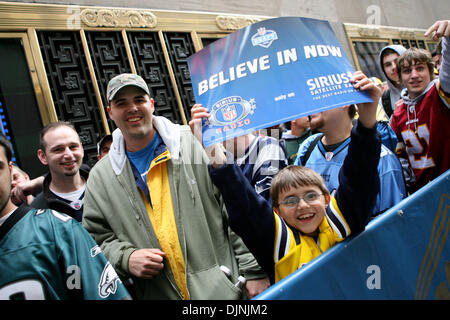 Apr 26, 2008 - New York, New York, USA - Long lines of fans on West 50th. St. in Manhattan entering Radio Music Hall for the NFL draft. (Credit Image: © Mariela Lombard/ZUMA Press) RESTRICTIONS: * New York City Newspapers Rights OUT * Stock Photo