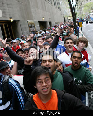 Apr 26, 2008 - New York, New York, USA - Long lines of fans on West 50th. St. in Manhattan entering Radio Music Hall for the NFL draft. (Credit Image: © Mariela Lombard/ZUMA Press) RESTRICTIONS: * New York City Newspapers Rights OUT * Stock Photo