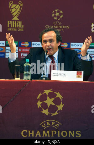 Apr 30, 2008 - St. Petersburg, Russia - The 2008 UEFA Champions League Final will be played on 21 May 2008 at the Luzhniki Stadium in Moscow, Russia. Pictured: FILE April 3, 2008, (L-R) UEFA President MICHEL PLATINI brings the UEFA Cup to Moscow. (Credit Image: © PhotoXpress/ZUMA Press) RESTRICTIONS: * North and South America Rights Only * Stock Photo