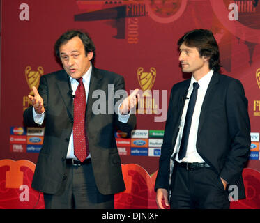 Apr 30, 2008 - St. Petersburg, Russia - The 2008 UEFA Champions League Final will be played on 21 May 2008 at the Luzhniki Stadium in Moscow, Russia. Pictured: FILE April 3, 2008, UEFA President MICHEL PLATINI (L) brings the UEFA Cup to Moscow with agent for Milan FC Leonardo (Credit Image: © PhotoXpress/ZUMA Press) RESTRICTIONS: * North and South America Rights Only * Stock Photo