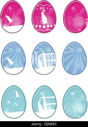 9 more detailed eggs. All elements on separate layers, easily edited. Stock Vector