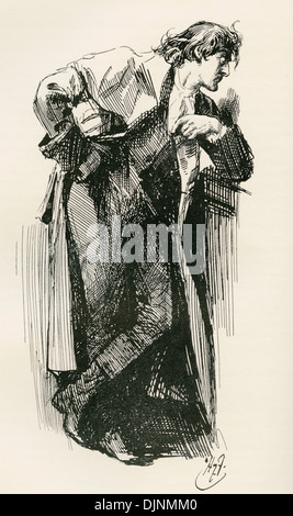 Sydney Carton. Illustration by Harry Furniss for the Charles Dickens novel A Tale of Two Cities. Stock Photo