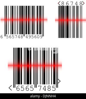 different types of barcodes reading by scanner Stock Vector