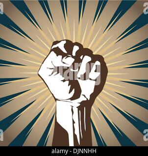 Clenched fist held high in protest. Strength, force vector illustration ...