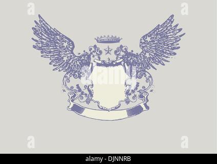 An heraldic shield or badge, blank so you can add your own images . Vector illustration. Stock Vector