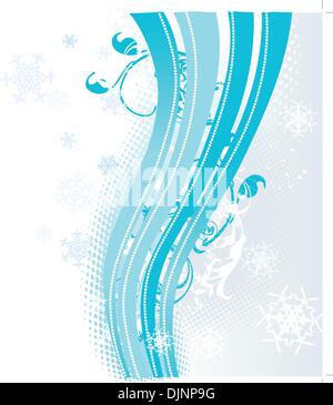 Surreal snowflakes design . Blue abstract background with waves ...