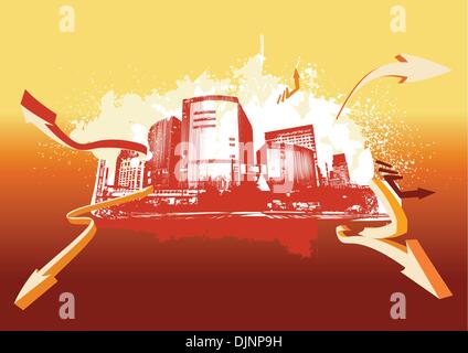 Big City - Grunge styled urban background in graffiti style Vector illustration. Stock Vector