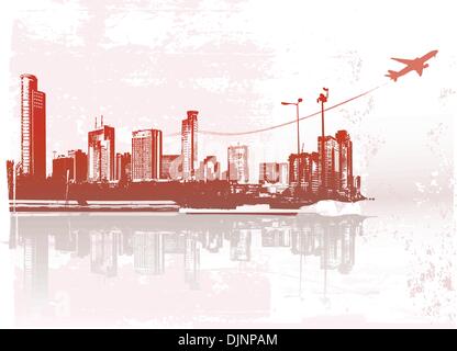 Big City - Grunge styled urban background.  Vector illustration. Stock Vector