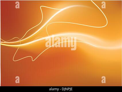 A vector illustrated futuristic background resembling a jellyfish-like creature at top speed on top of motion-blurred fire Stock Vector