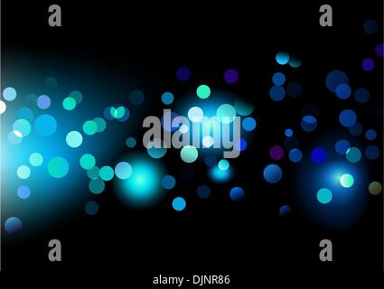 Vector illustration of disco lights dots pattern on black background Stock Vector