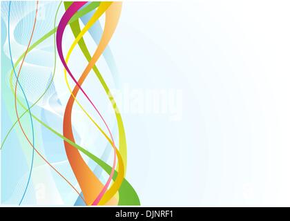 Vector illustration of blue abstract background made of colorful curved lines Stock Vector