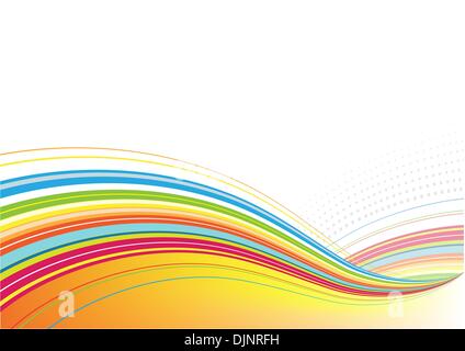Vector illustration of abstract background made of Colorful Rainbow curved lines Stock Vector