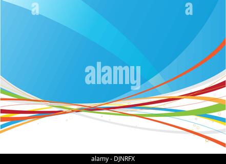 Vector illustration of blue abstract background made of colorful curved lines Stock Vector