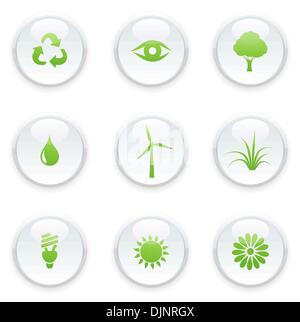 Vector illustration of green ecology icon set Stock Vector