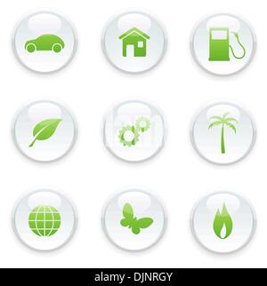 Vector illustration of green ecology icon set Stock Vector