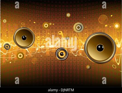 Vector illustration of shiny abstract party design with urban music scene - Speakers and sound waves Stock Vector