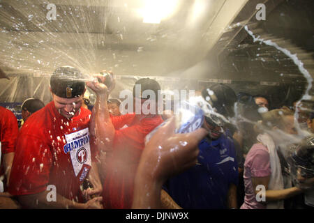 Oct 15, 2008 - Los Angeles, California, USA - The Phillies celebrate in the clubhouse after they win the NLCS at Dodger Stadium. (Credit Image: © Yong Kim/Philadelphia DailyNews/ZUMA Press) Stock Photo