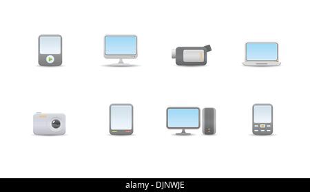 Vector illustration – set of elegant simple icons for common digital media devices Stock Vector