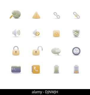 Vector illustration – set of elegant simple icons for common computer functions Stock Vector