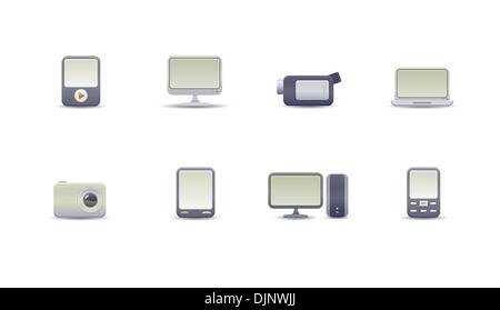 Vector illustration – set of elegant simple icons for common digital media devices Stock Vector