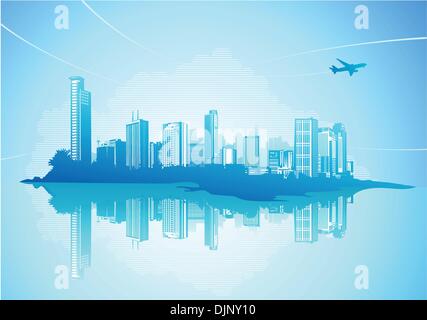Big City - Grunge styled urban background.  Vector illustration. Stock Vector