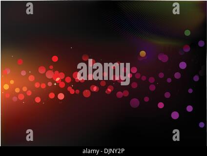 Vector illustration of disco lights dots pattern on black background Stock Vector