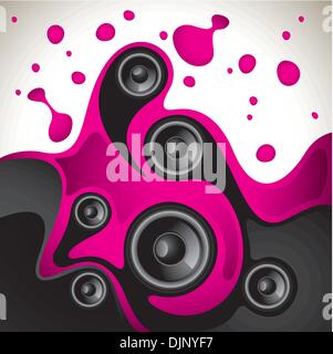 Abstract fluid background with speakers Stock Vector