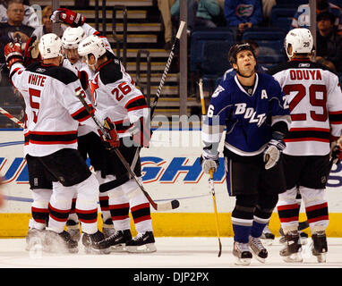 Tampa Bay Lightning Martin St. Louis celebrates his goal on the Montreal  Canadiens during the second period of NHL hockey action in Montreal  December 11, 2008. REUTERS/Shaun Best (CANADA Stock Photo - Alamy