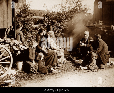 Gypsies at the roadside Victorian period Stock Photo