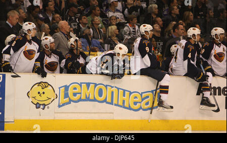 Apr. 06, 2008 - Los Angeles, California, U.S. - Atlanta Thrashers bench in the second period during a NHL hockey game at the Staples Center on Tuesday, October 12, 2010, in Los Angeles. (SGVN/Staff Photo by Keith Birmingham/SPORTS) (Credit Image: © San Gabriel Valley Tribune/ZUMApress.com) Stock Photo