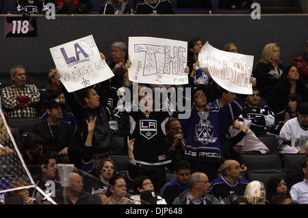 Apr. 06, 2008 - Los Angeles, California, U.S. - Kings fans in the second period during a NHL hockey game at the Staples Center on Tuesday, October 12, 2010, in Los Angeles. (SGVN/Staff Photo by Keith Birmingham/SPORTS) (Credit Image: © San Gabriel Valley Tribune/ZUMApress.com) Stock Photo