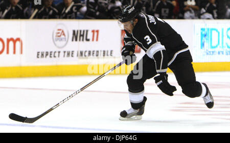 Apr. 06, 2008 - Los Angeles, California, U.S. - Los Angeles Kings defenseman Jack Johnson (3) controls the puck in the first period during a NHL hockey game at the Staples Center on Tuesday, October 12, 2010, in Los Angeles. (SGVN/Staff Photo by Keith Birmingham/SPORTS) (Credit Image: © San Gabriel Valley Tribune/ZUMApress.com) Stock Photo