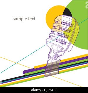 Artistic colorful layout with retro microphone Stock Vector