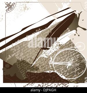 Artistic conceptual vintage background with feather Stock Vector
