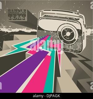 Artistic designed banner with retro radio Stock Vector