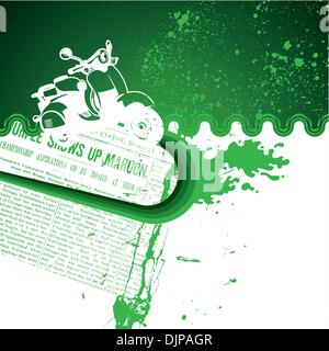 Artistic green background with stylized scooter Stock Vector