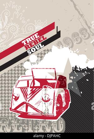 Artistic poster with designed retro graphic objects Stock Vector