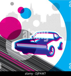Conceptual colored graphic with designed urban elements Stock Vector