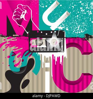 Conceptual designed music background with typography Stock Vector