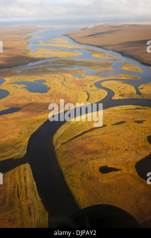 Aerial Of The Kugruk River Flowing North To Kotzebue Sound And The ...