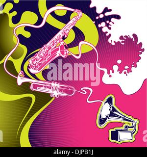 Conceptual psychedelic designed music banner Stock Vector
