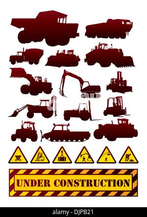 construction machinery silhouettes Stock Vector
