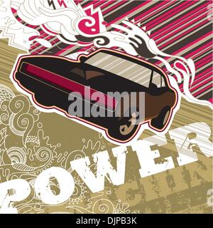 Designed artistic muscle car banner Stock Vector