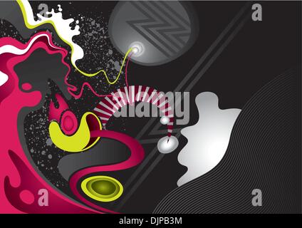 Designed artistic psychedelic background with abstract shapes Stock Vector