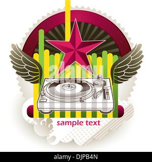 Designed clubbing banner with turntable Stock Vector